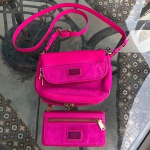 Hot Pink Fossil Crossbody + Wallet
